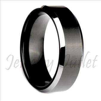 Tungsten Carbide Mens Ring Beveled Edges & Comfort Fit Ring