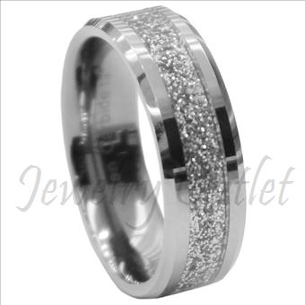 Tungsten Carbide Mens Ring Beveled Edges & Comfort Fit Ring