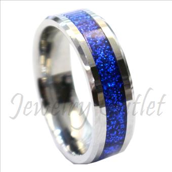 Tungsten Carbide Mens Ring Beveled Edges & Comfort Fit Ring