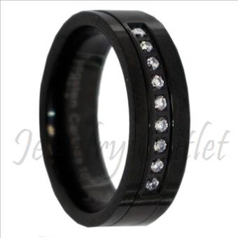 Tungsten Carbide Mens Ring Beveled Edges & Comfort Fit Ring