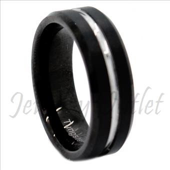 Tungsten Carbide white gold plated ring