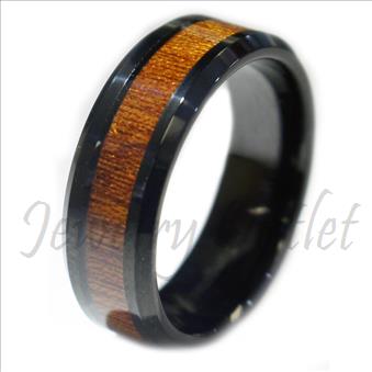 Tungsten Carbide Black Walnut Wood Inlaid Men’s Wedding Ring