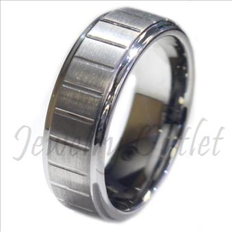 Tungsten Carbide Mens Ring Beveled Edges Comfort Fit Ring