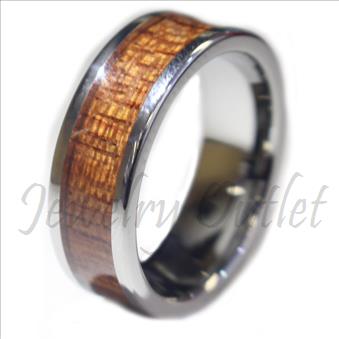 Tungsten Carbide Ring Walnut Wood Inlaid Men’s Wedding Ring