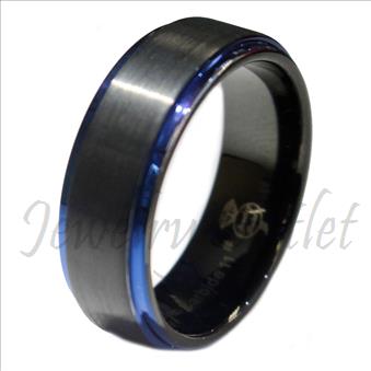Tungsten Carbide Mens Ring Beveled Edges Comfort Fit